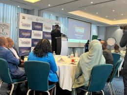 IRCK Chairperson Joseph Mutie speaking during the Global Peace Leadership Conference Media briefing.